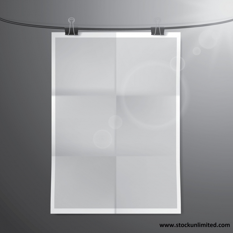 Un papel en blanco colgado de una cuerda